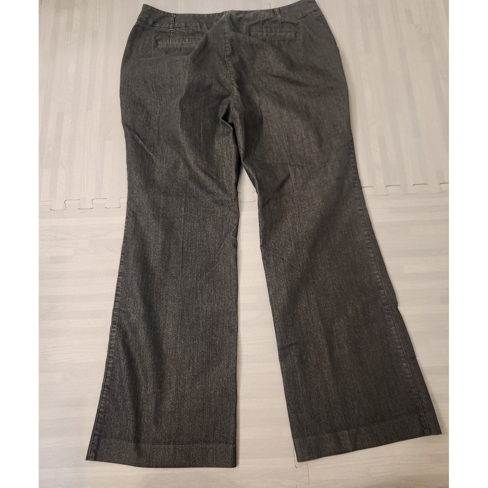 J. Jill‎ Black Stretch Denim Trouser Pants Wide Leg Size 16 Mid Rise Dark Wash